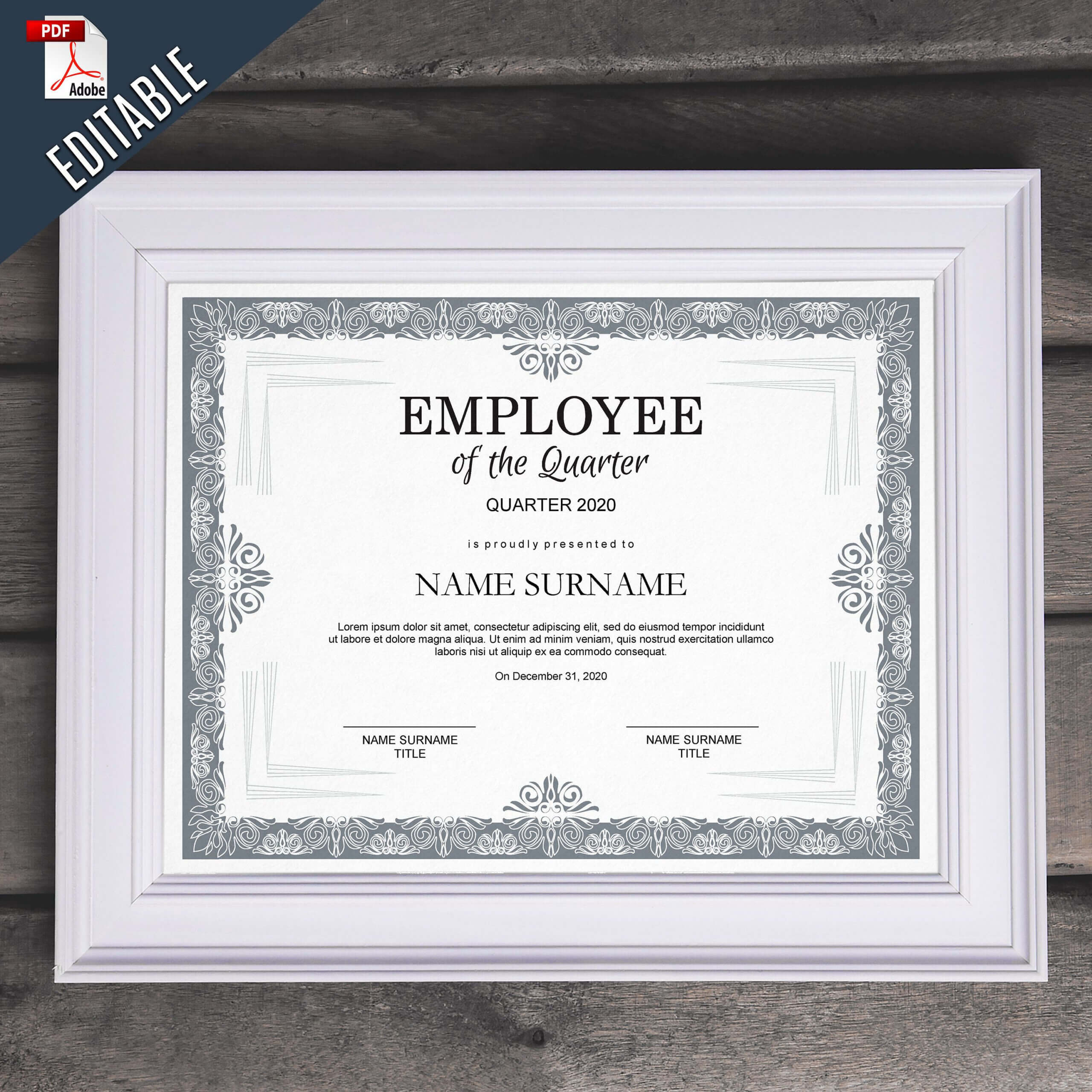 Employee Of The Quarter Editable Template Editable Award Inside Commemorative Certificate Template