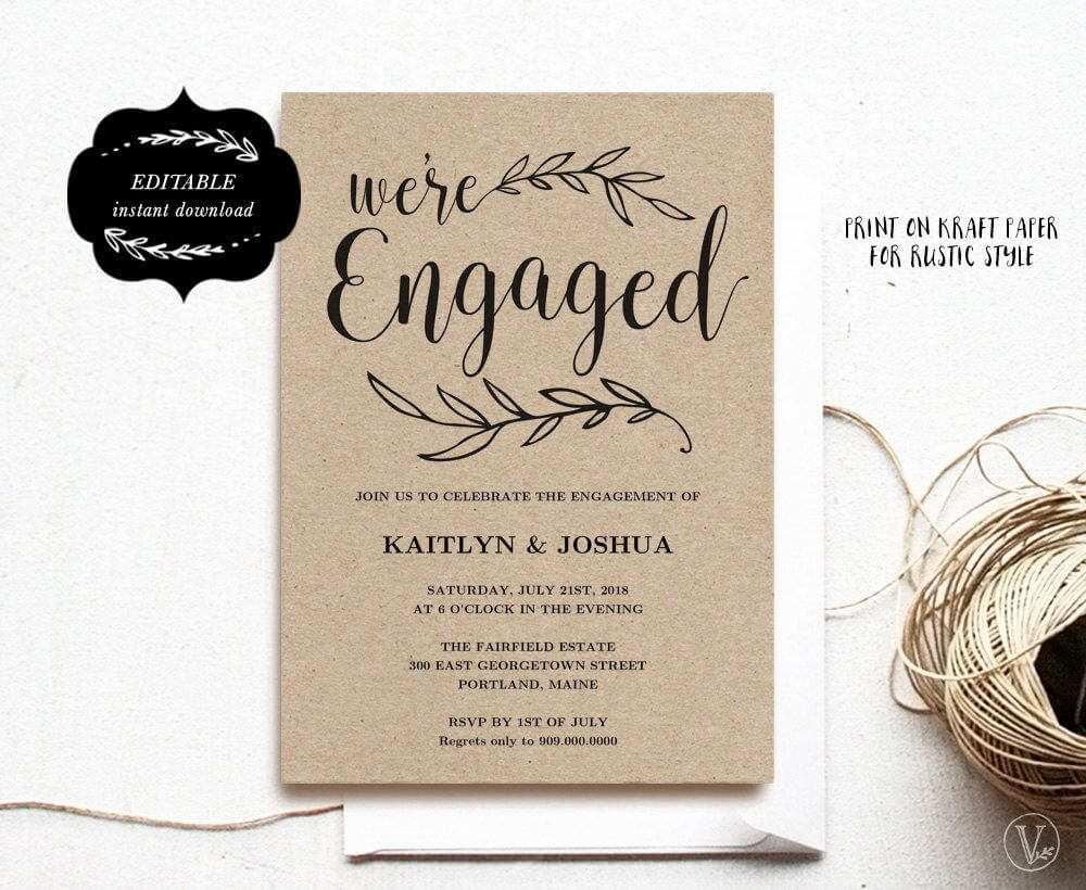 Engagement Invitation Template, Printable Engagement Party For Engagement Invitation Card Template