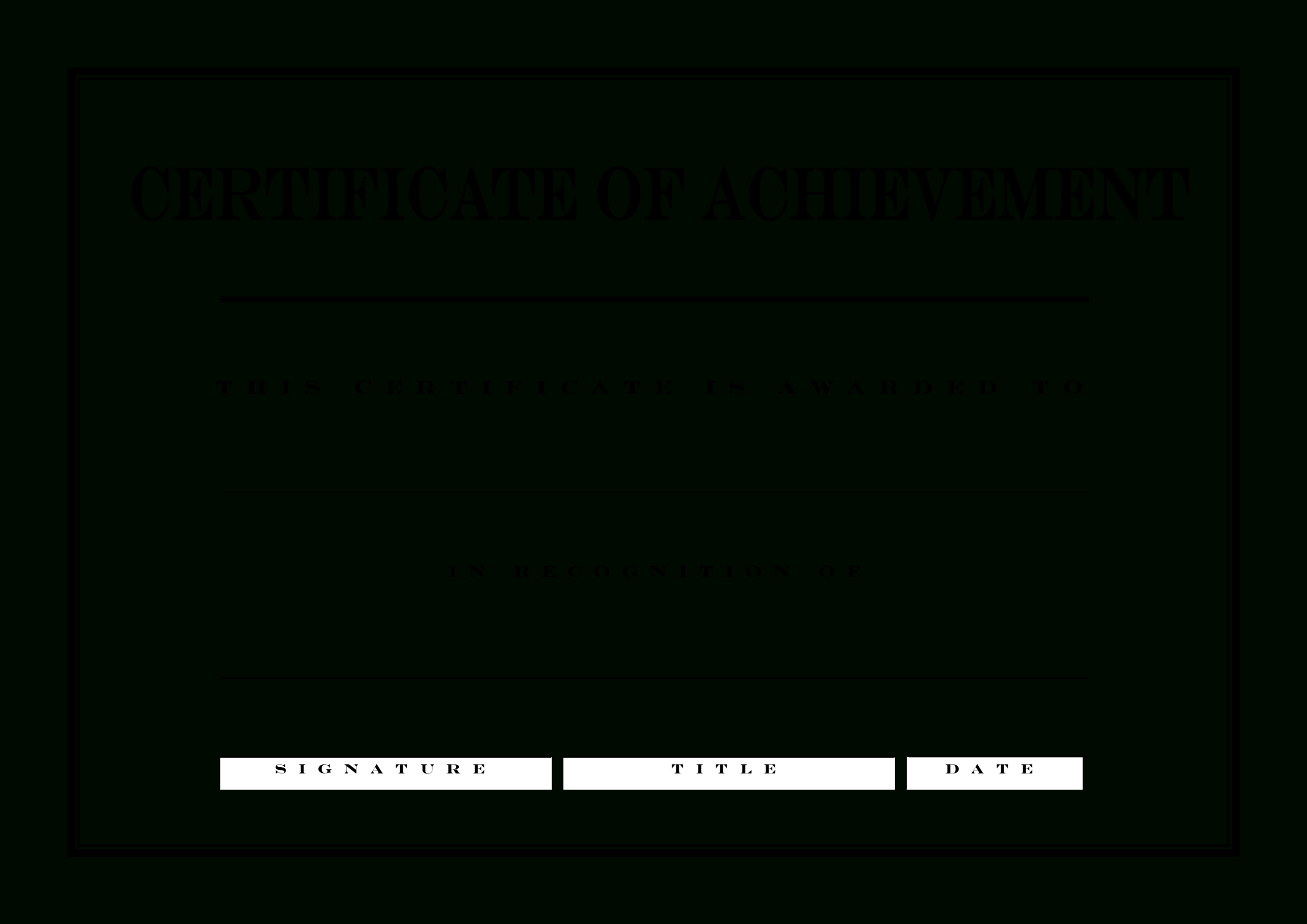 Engraved Certificate Of Achievement | Templates At For Blank Certificate Of Achievement Template