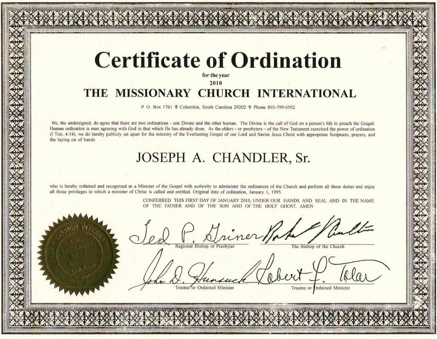Exceptional Printable Ordination Certificate | Dan's Blog With Regard To Ordination Certificate Template