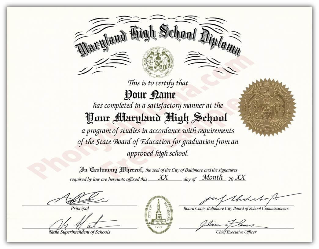 Fake Diplomas And Transcripts From Maryland – Phonydiploma Inside Ged Certificate Template