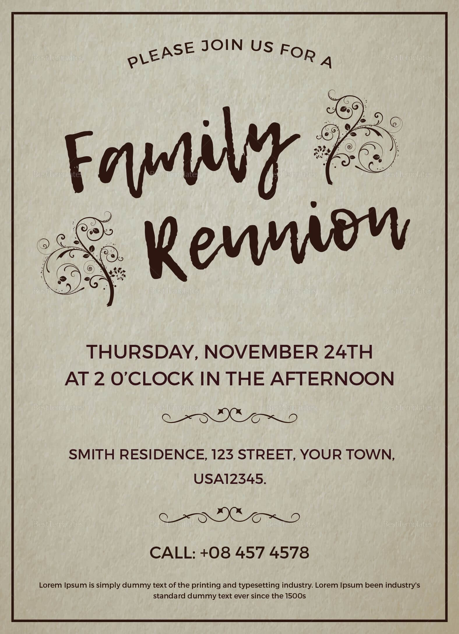 Family Reunion Invitation Template | Family Reunion Regarding Reunion Invitation Card Templates