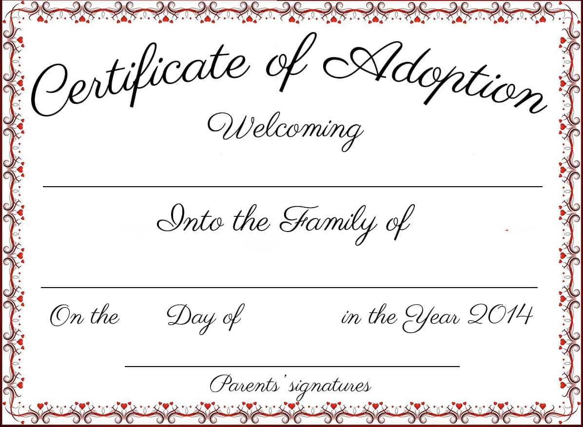 Fan Printable Adoption Certificate | Chavez Blog Inside Blank Adoption Certificate Template
