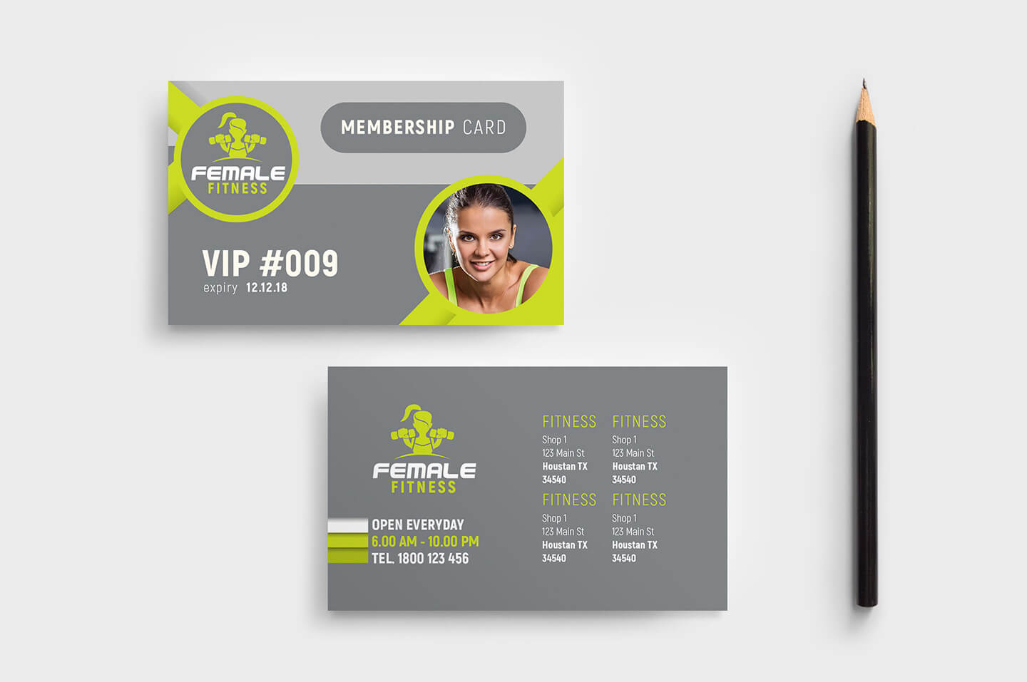 Female Fitness Membership Card Template In Psd, Ai Pertaining To Gym Membership Card Template