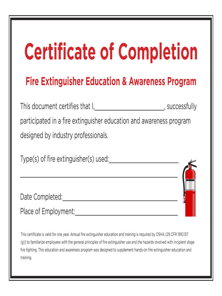 Fire Extinguisher Certificate - Fill Online, Printable Pertaining To Fire Extinguisher Certificate Template