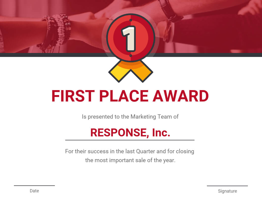First Place Award Certificate Template Regarding First Place Award Certificate Template