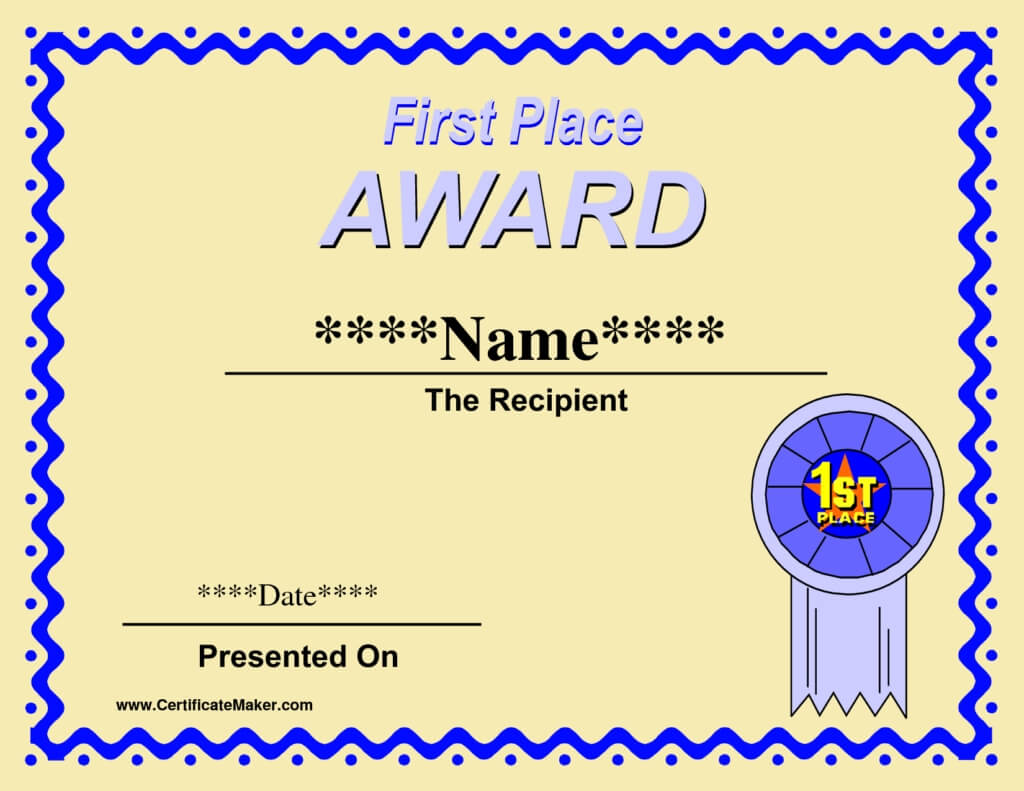 First Place Award Certificate Template – Topa Intended For First Place Award Certificate Template