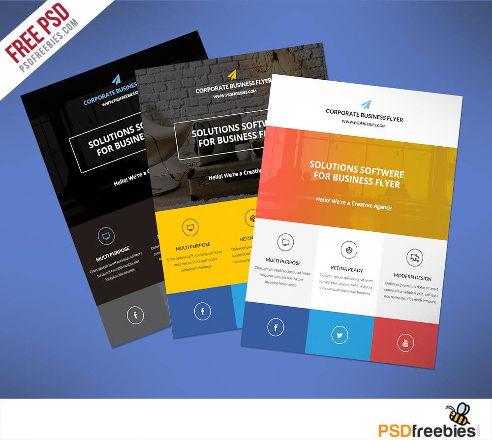 Flat Clean Corporate Business Flyer Free Psd | Free Psd Within Cleaning Brochure Templates Free