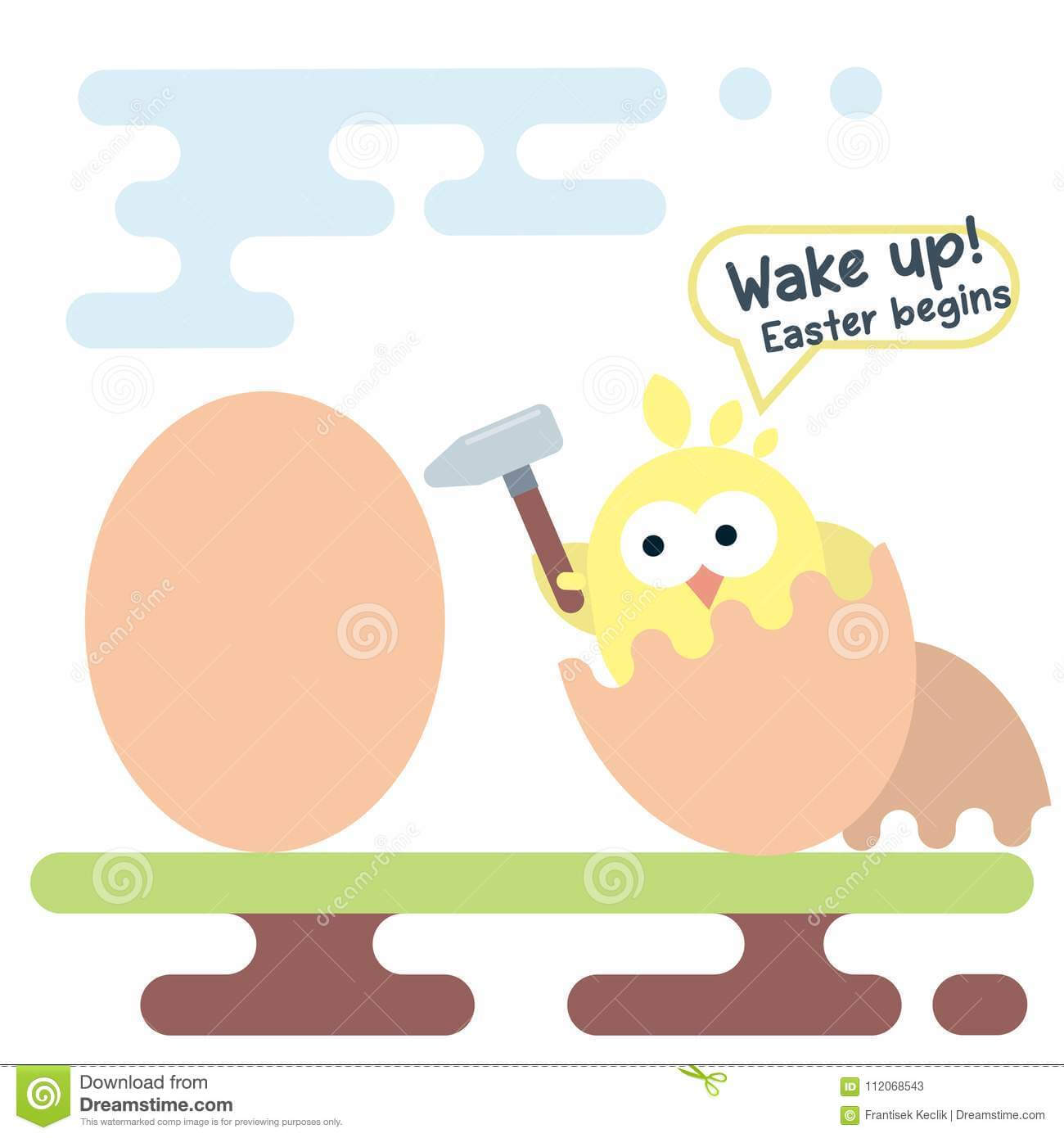 Flat Illustration Of Newborn Chicken. Easter Card Template In Easter Chick Card Template