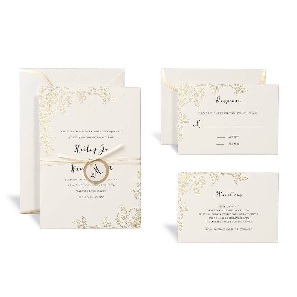 Floral Gold Wedding Invitation Kitcelebrate It Pertaining To Celebrate It Templates Place Cards