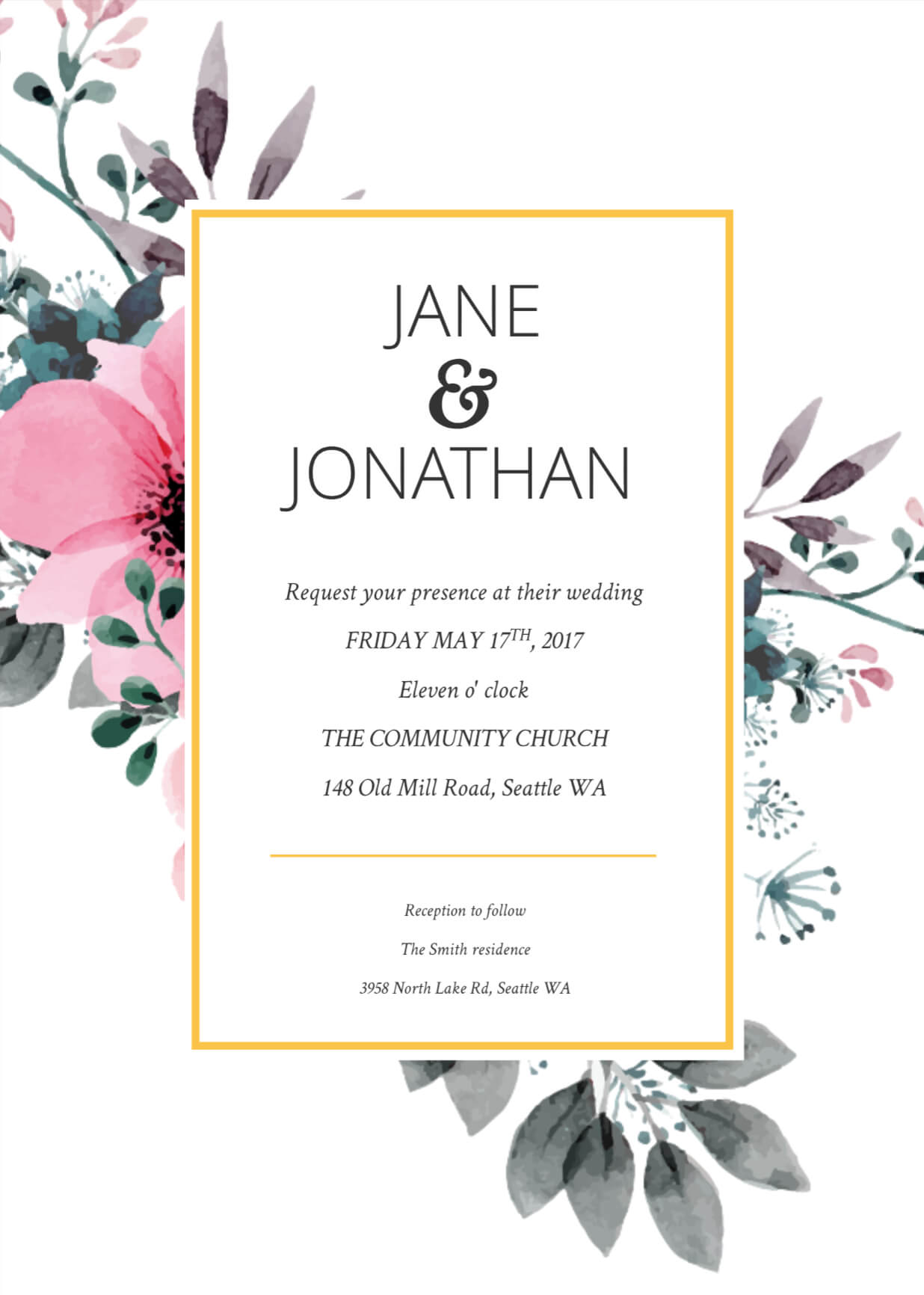 Floral Splash Wedding Invitation Template | Free Online Within Free E Wedding Invitation Card Templates