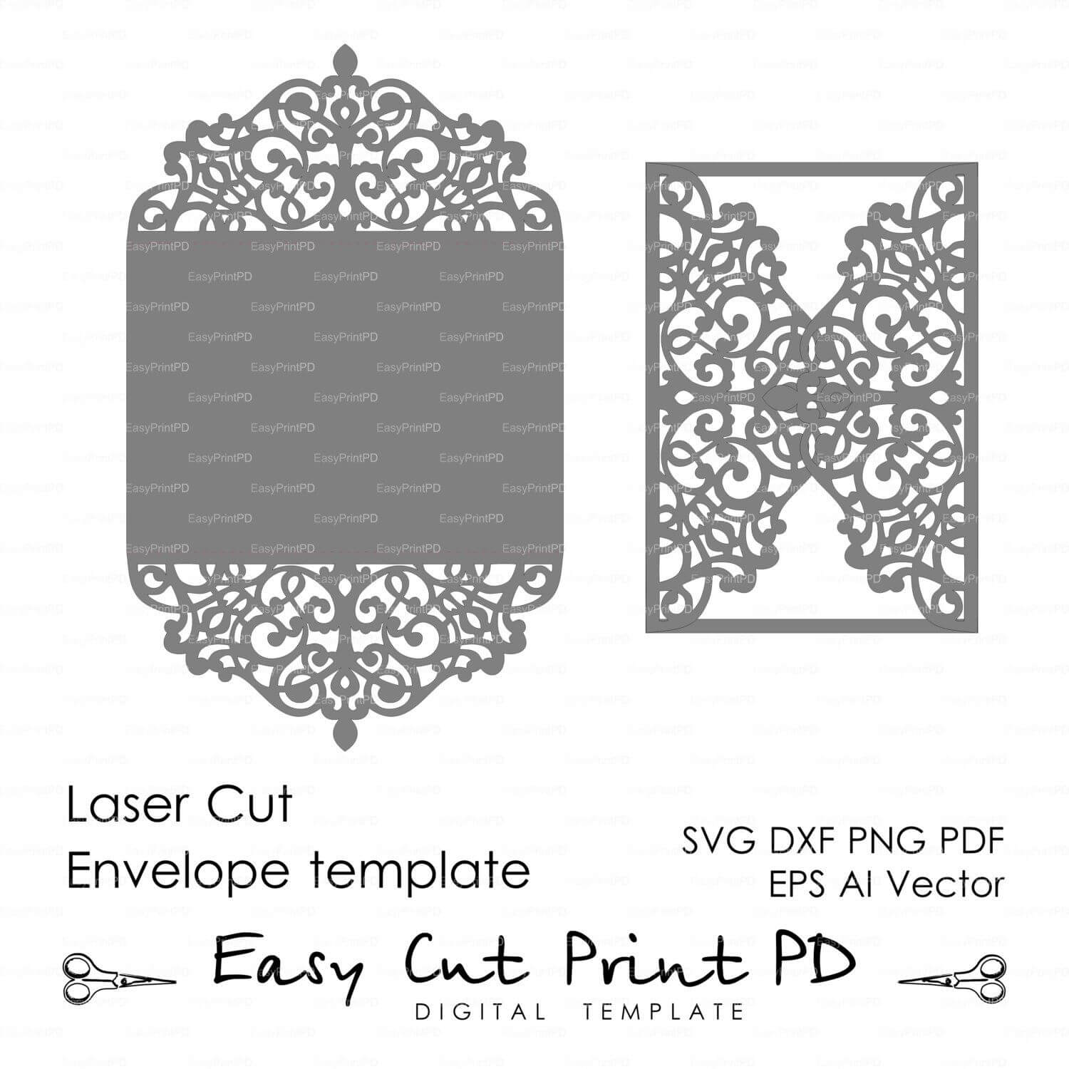 Flourish Wedding Invitation Pattern Card 5X7" Template Lace Intended For Silhouette Cameo Card Templates
