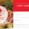Food Gift Certificate Template With Restaurant Gift Certificate Template