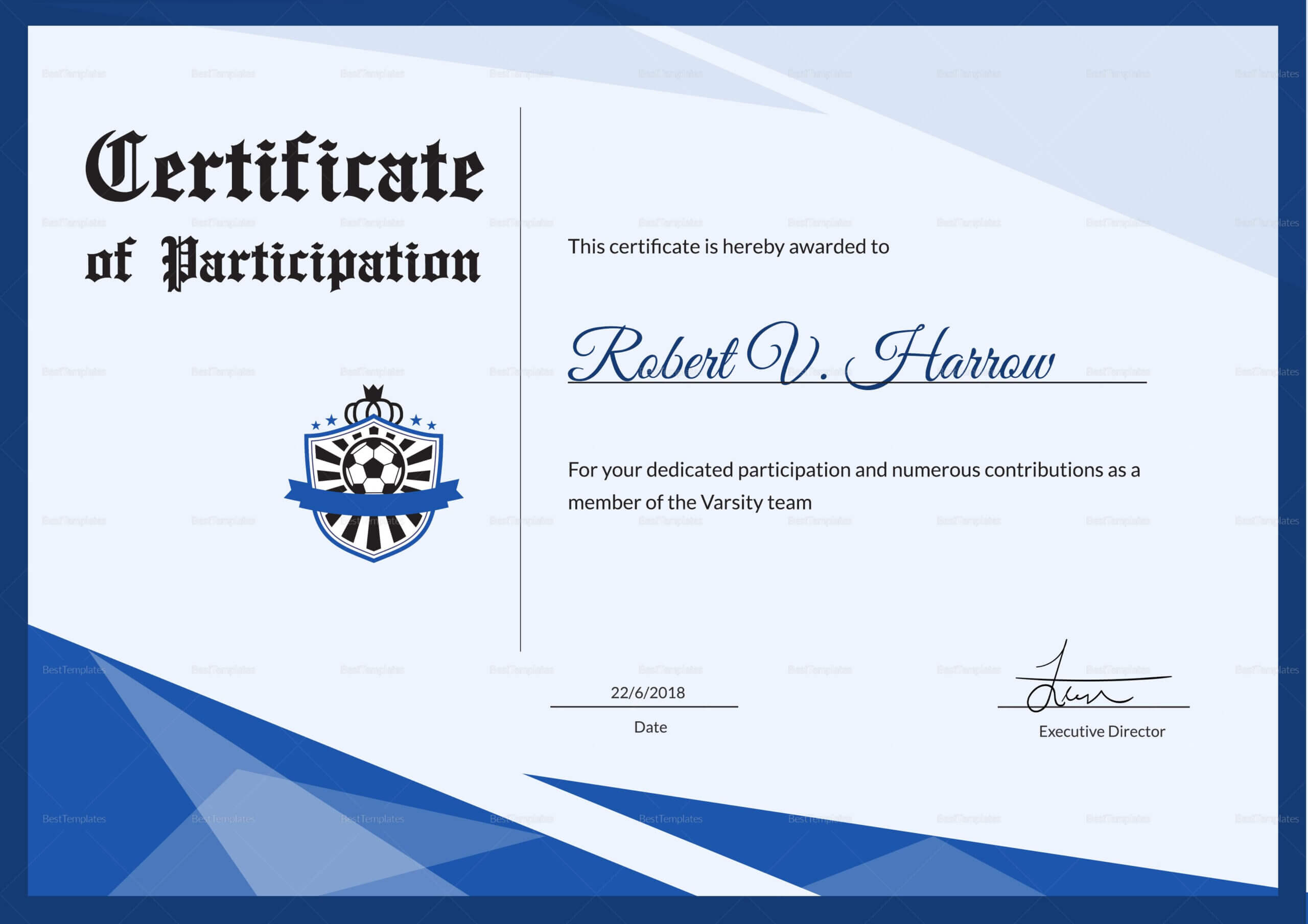 Football Award Certificate Template | Certificate Templates Within Football Certificate Template