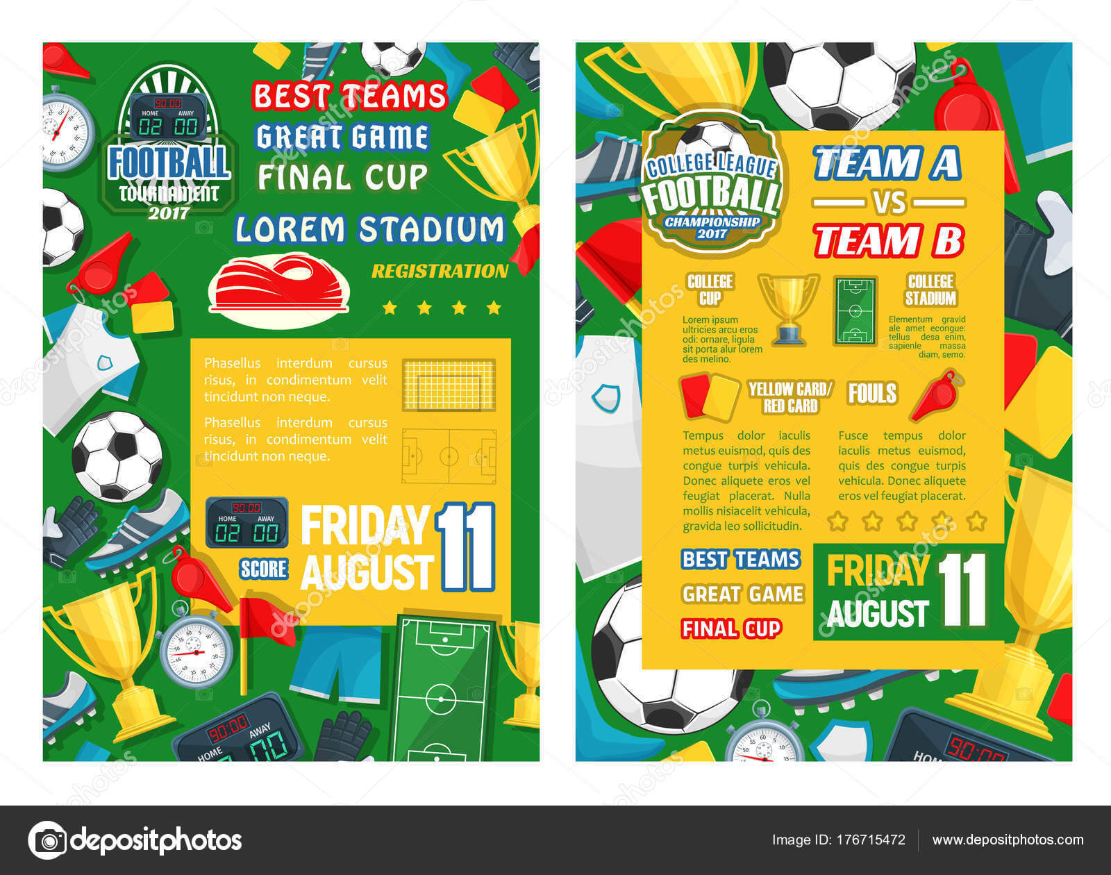 Football Or Soccer Sport Tournament Match Banner — Stock Within Football Referee Game Card Template