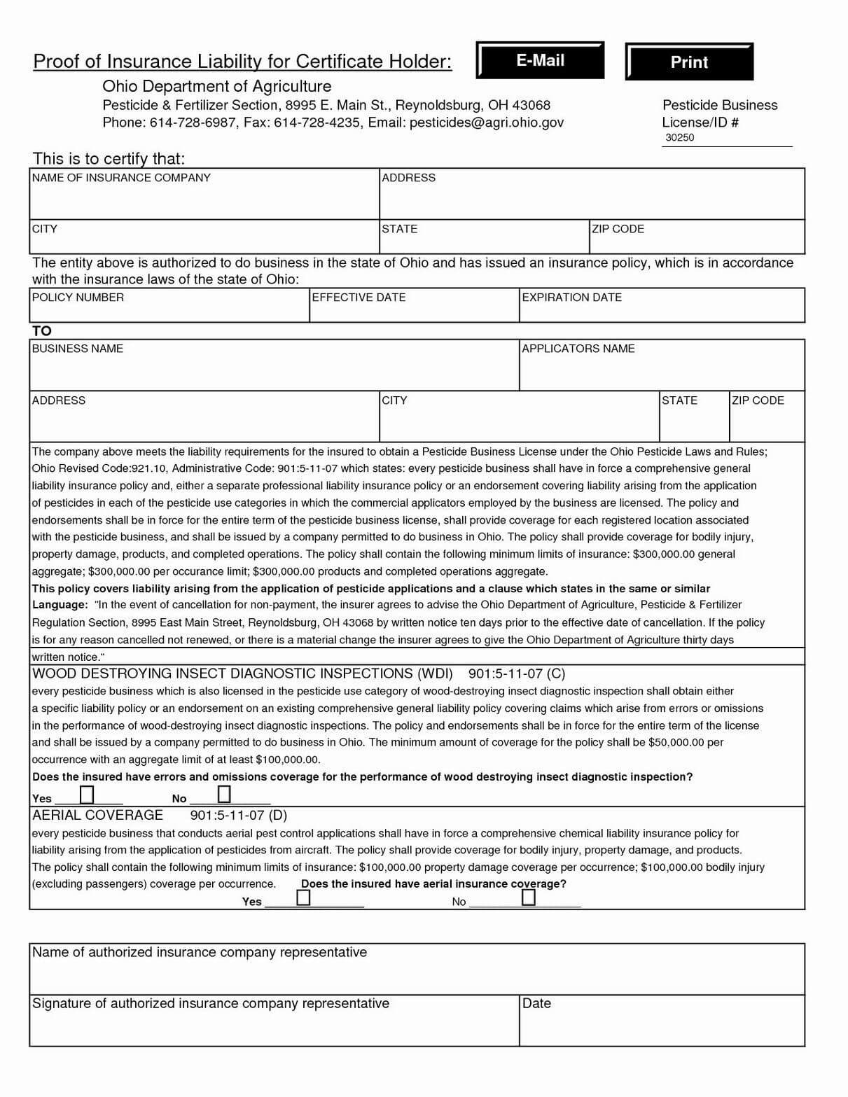 Form Example Certificate Of Insurance Request Template Pertaining To Certificate Of Insurance Template