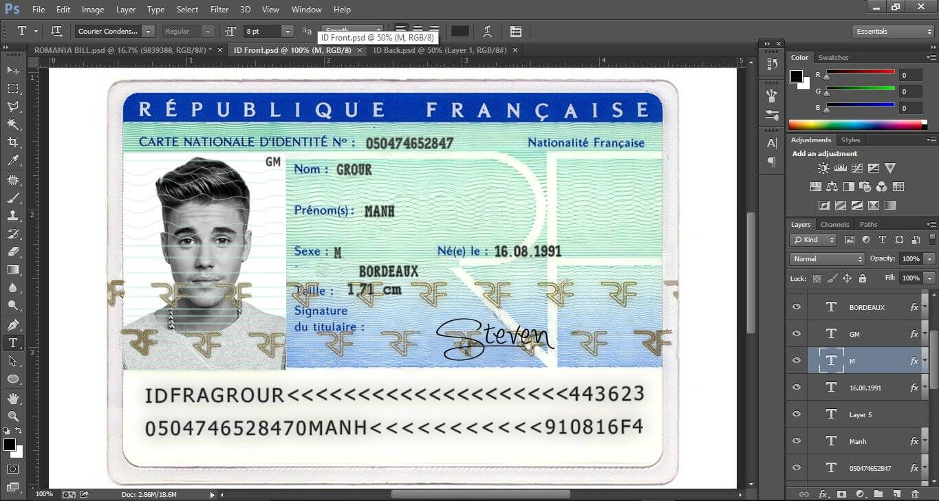France Id Card Psd Template (Photoshop) This Is France Id Intended For French Id Card Template