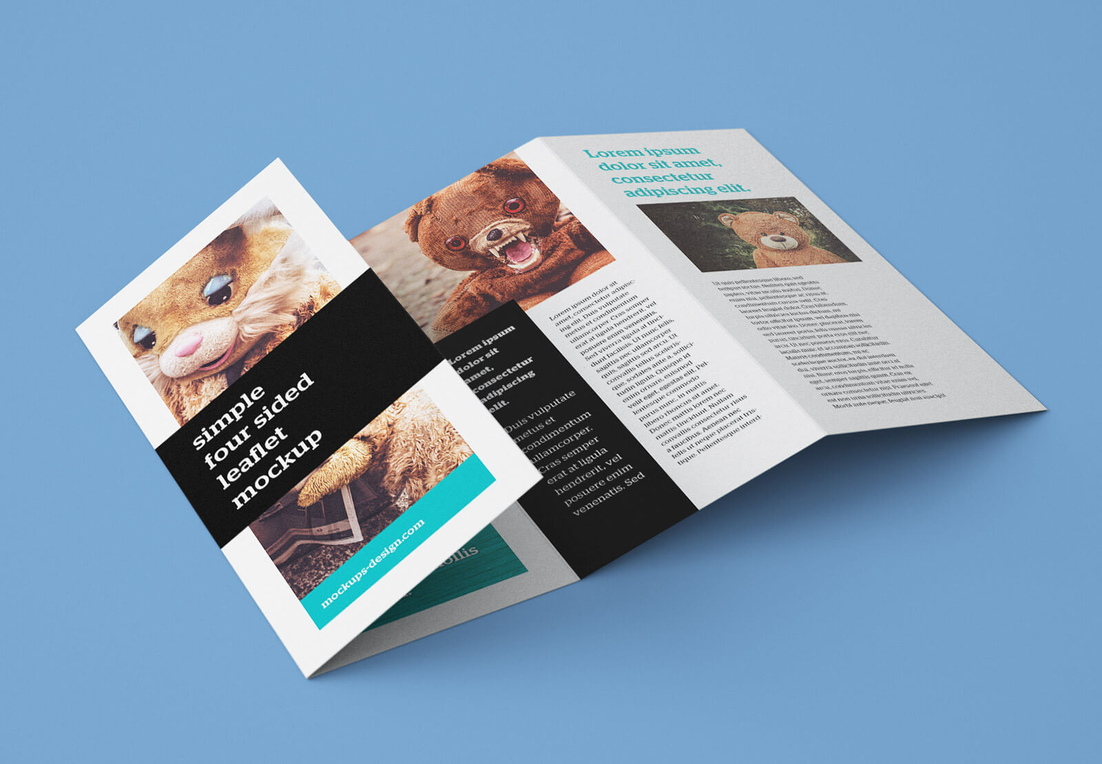 Free Accordion 4 Fold Brochure Leaflet Mockup Psd Templates With Regard To 2 Fold Brochure Template Free