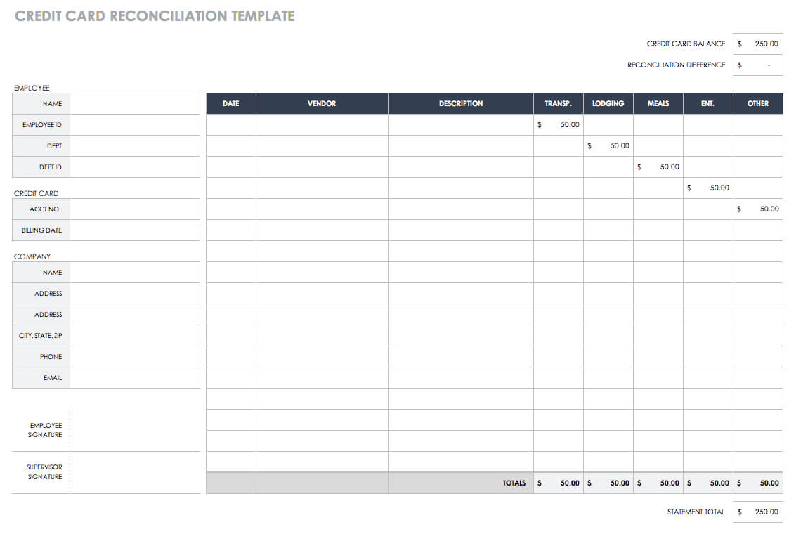 Free Account Reconciliation Templates | Smartsheet Intended For Credit Card Statement Template Excel