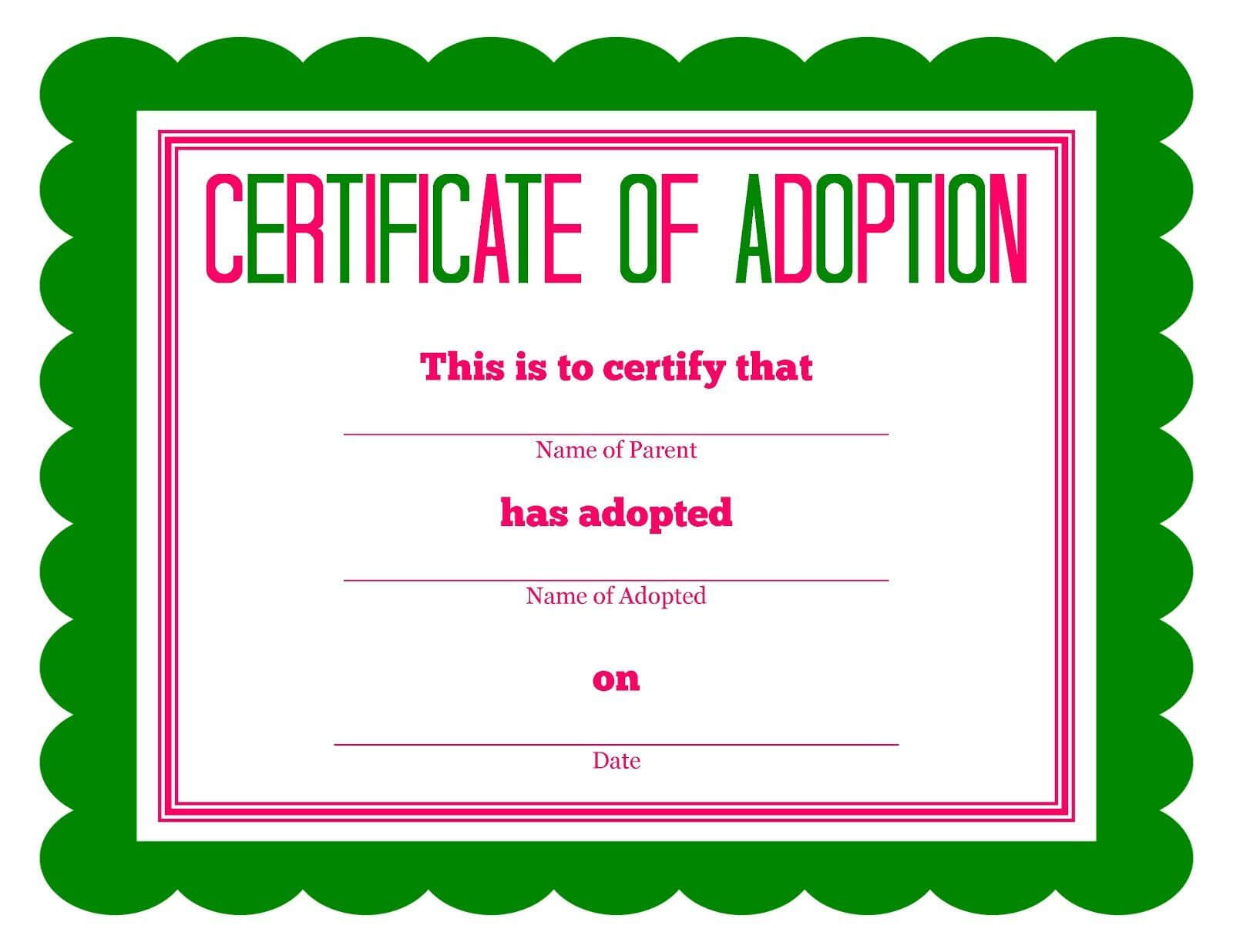 Free Adoption Certificate Template – Google Search Regarding Adoption Certificate Template