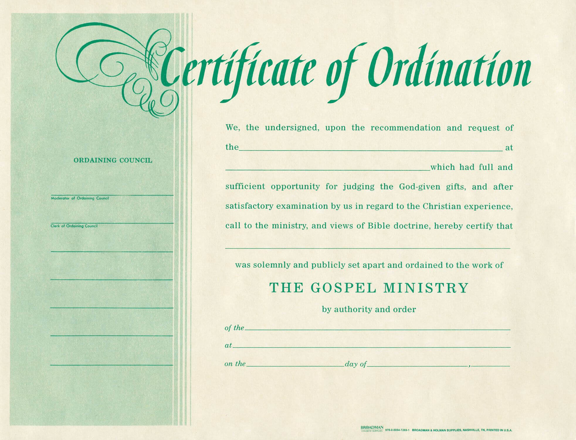 Free Blank Certificate Of Ordination | Ordination For Inside Ordination Certificate Template