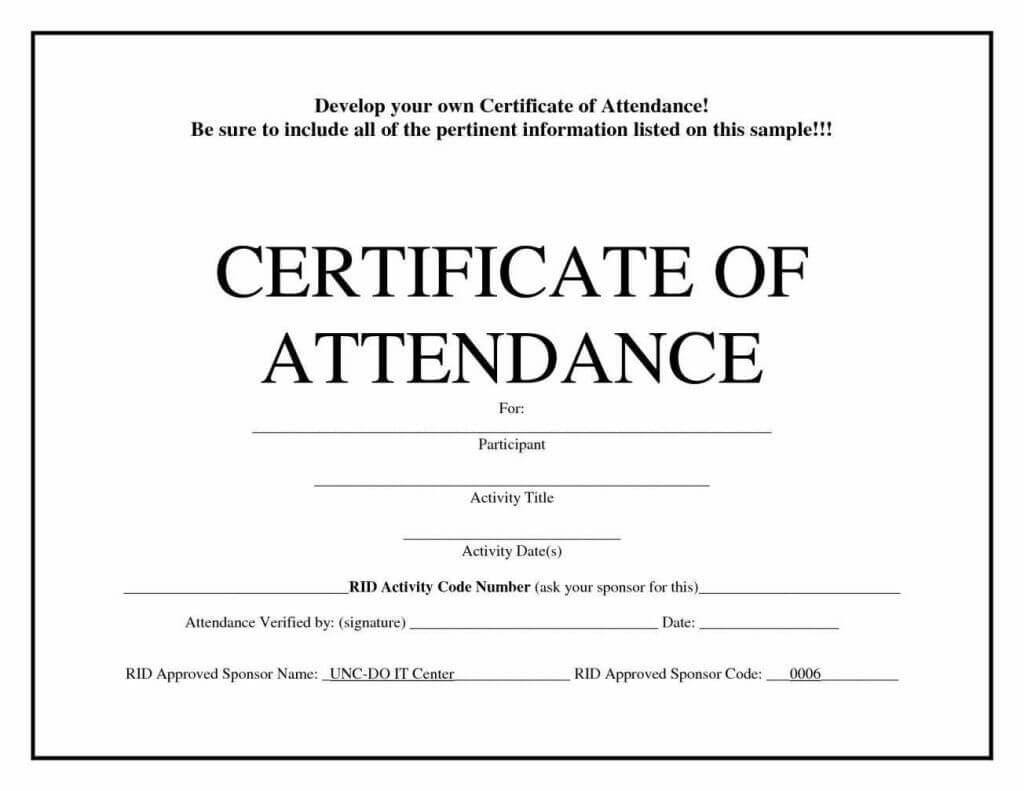 Free Blank Certificate Templates | Attendance Certificate Regarding Attendance Certificate Template Word