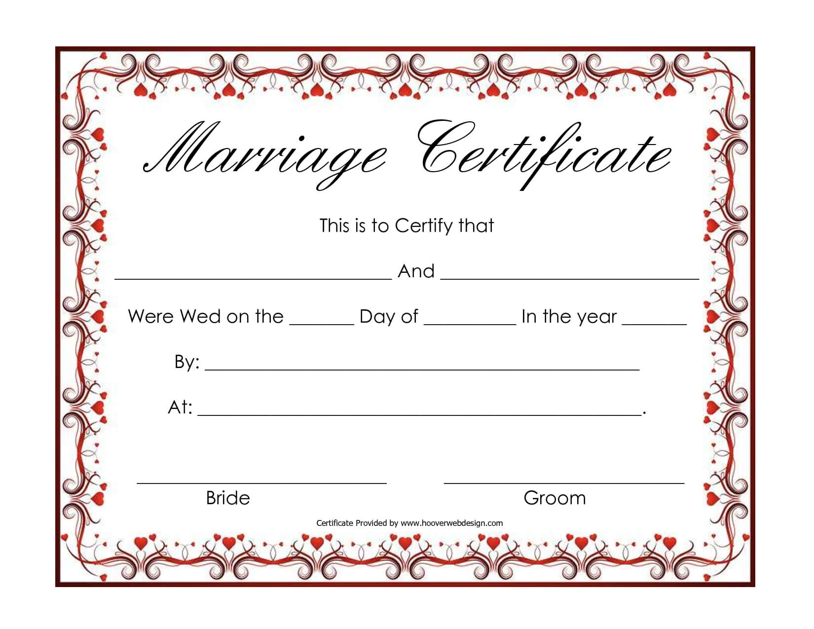 Free Blank Marriage Certificates | Printable Marriage Intended For Blank Marriage Certificate Template