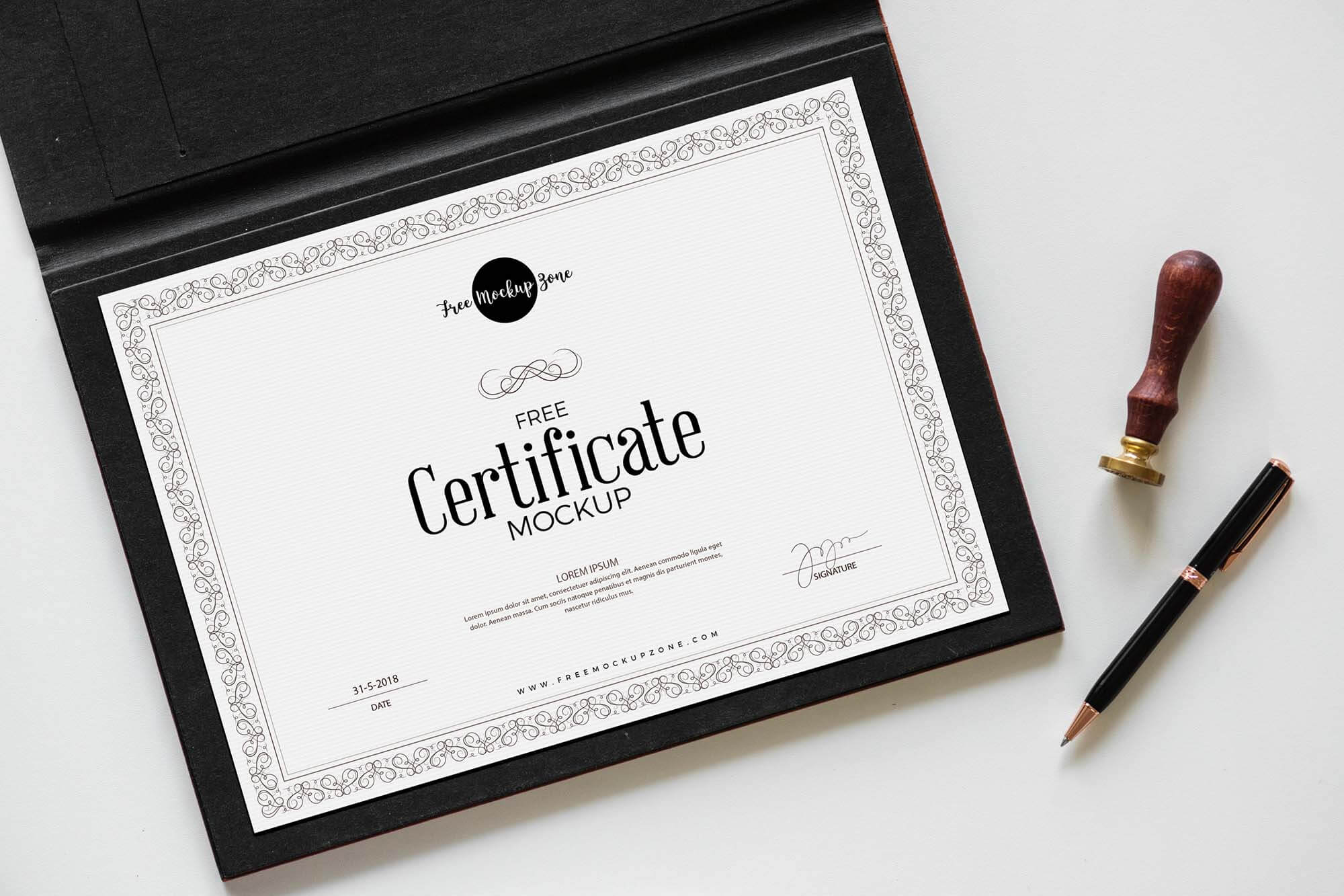 Free Certificate Mockup (Psd) Throughout Mock Certificate Template