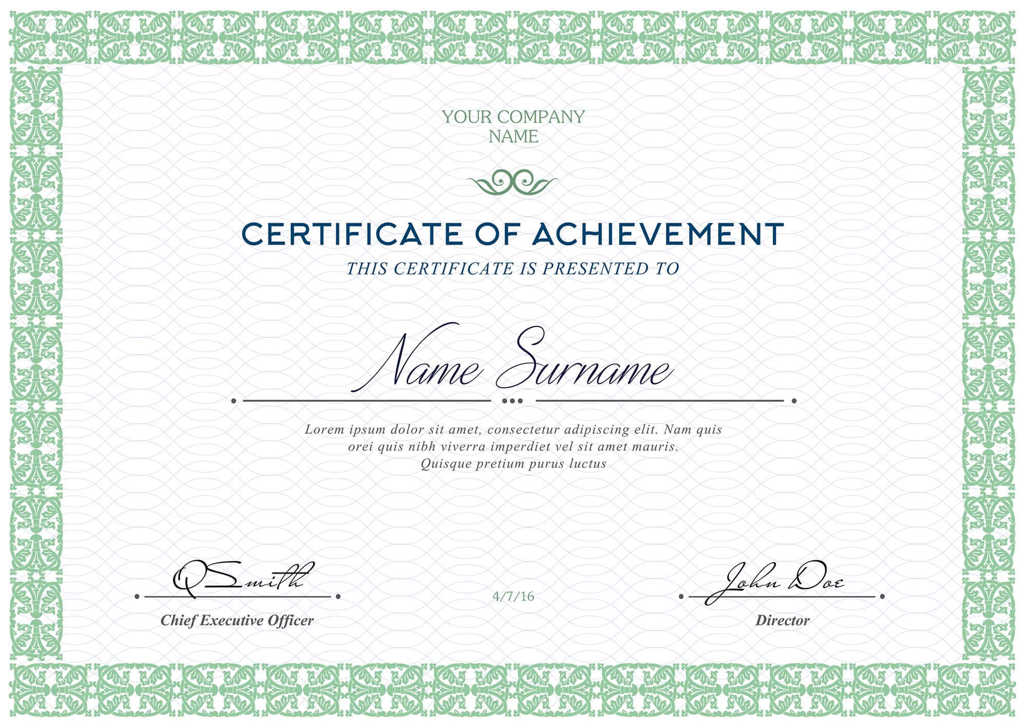 Free Certificates Templates (Psd) With Regard To Certificate Of Accomplishment Template Free