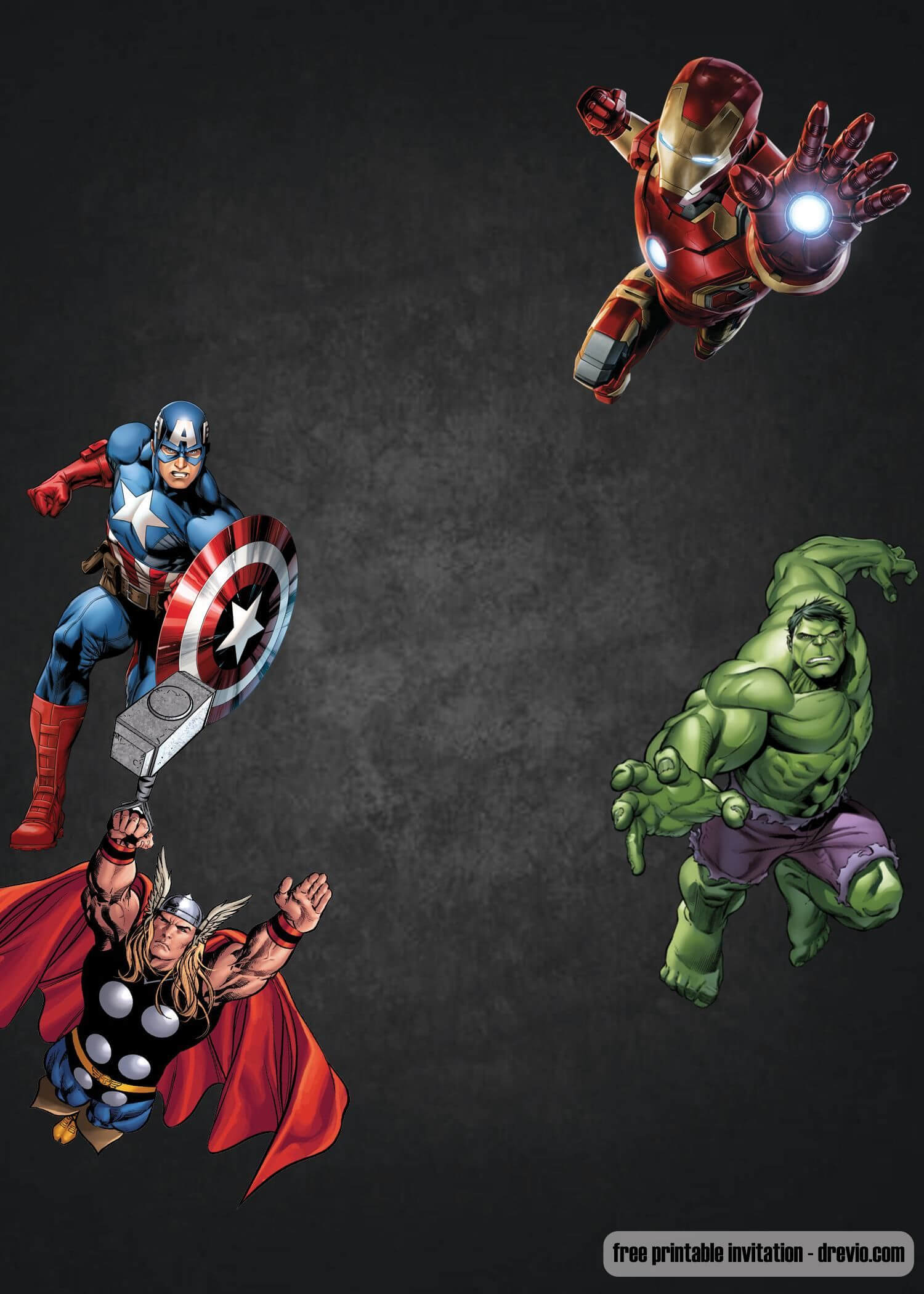 Free Chalkboard Avenger Birthday Invitation Template Intended For Avengers Birthday Card Template