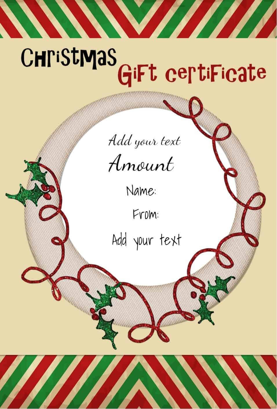 Free Christmas Gift Certificate Template | Customize Online In Christmas Gift Certificate Template Free Download