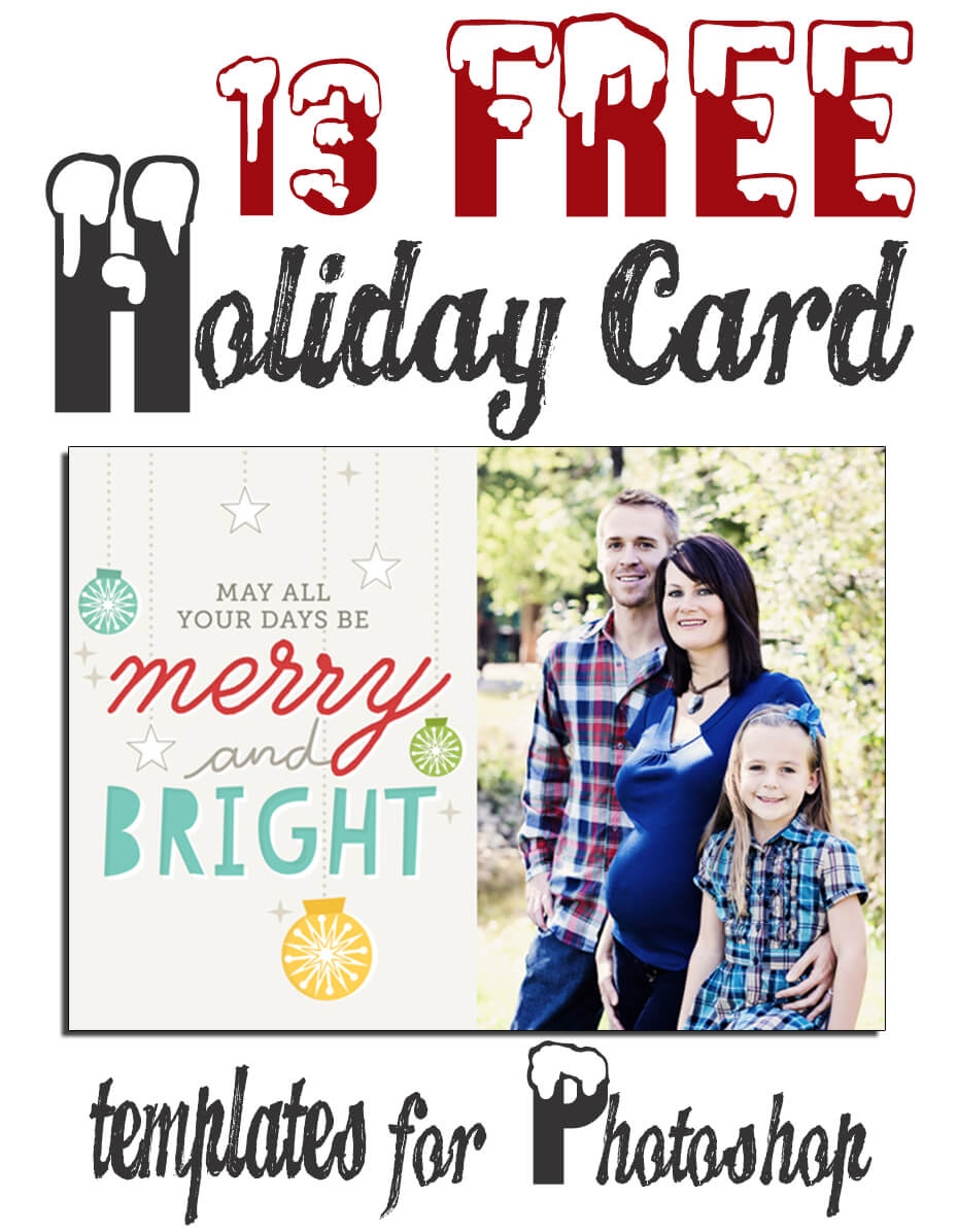 Free Christmas Holiday Photoshop Card Templates | Huge For Free Christmas Card Templates For Photoshop