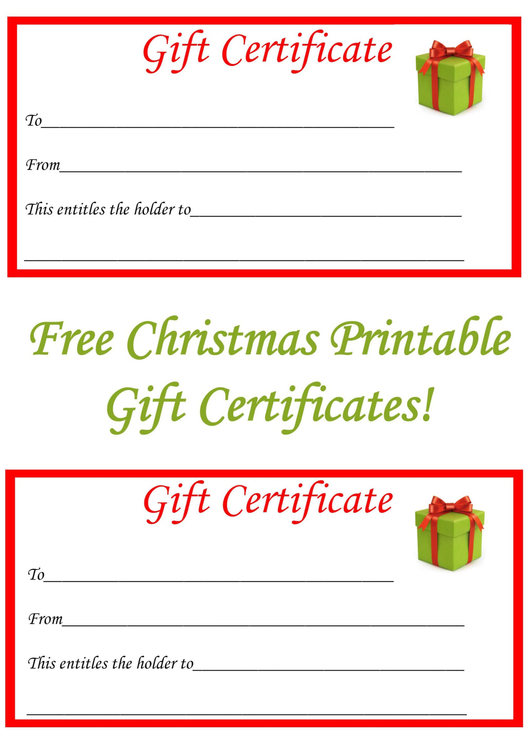 Free Christmas Printable Gift Certificates | Christmas Gift Inside Printable Gift Certificates Templates Free