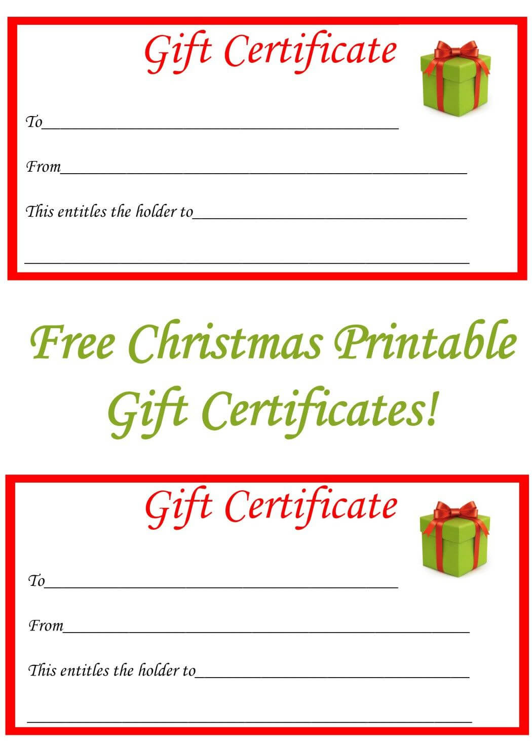 Free Christmas Printable Gift Certificates | Christmas Gift With Merry Christmas Gift Certificate Templates