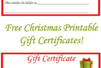 Free Christmas Printable Gift Certificates | Work within Homemade Christmas Gift Certificates Templates