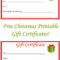 Free Christmas Printable Gift Certificates | Work within Homemade Christmas Gift Certificates Templates