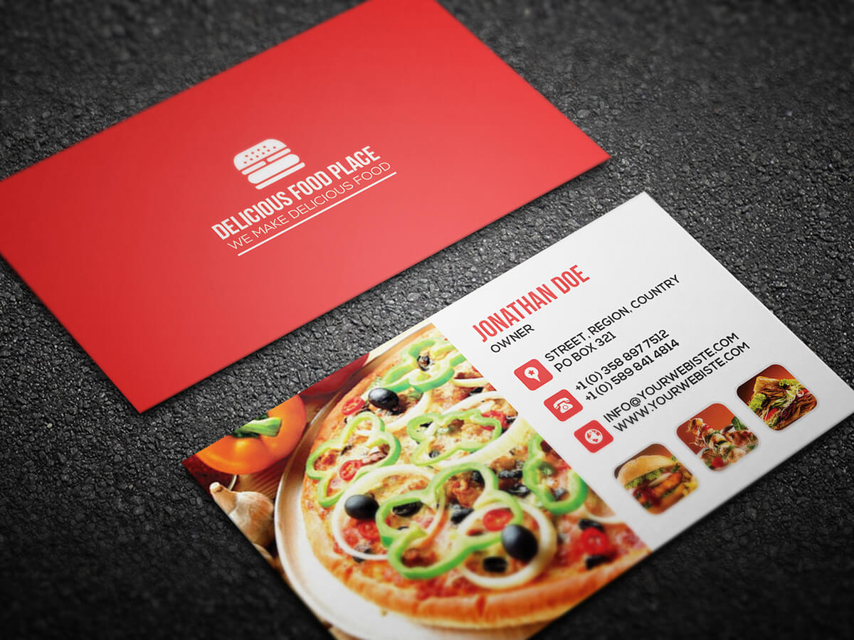 Free Delicious Food Business Card On Behance Regarding Food Business Cards Templates Free
