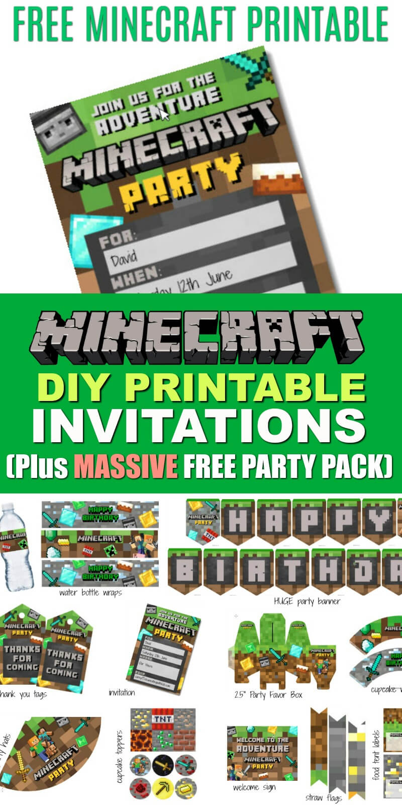 Free Diy Printable Minecraft Birthday Invitation – Clean Inside Minecraft Birthday Card Template