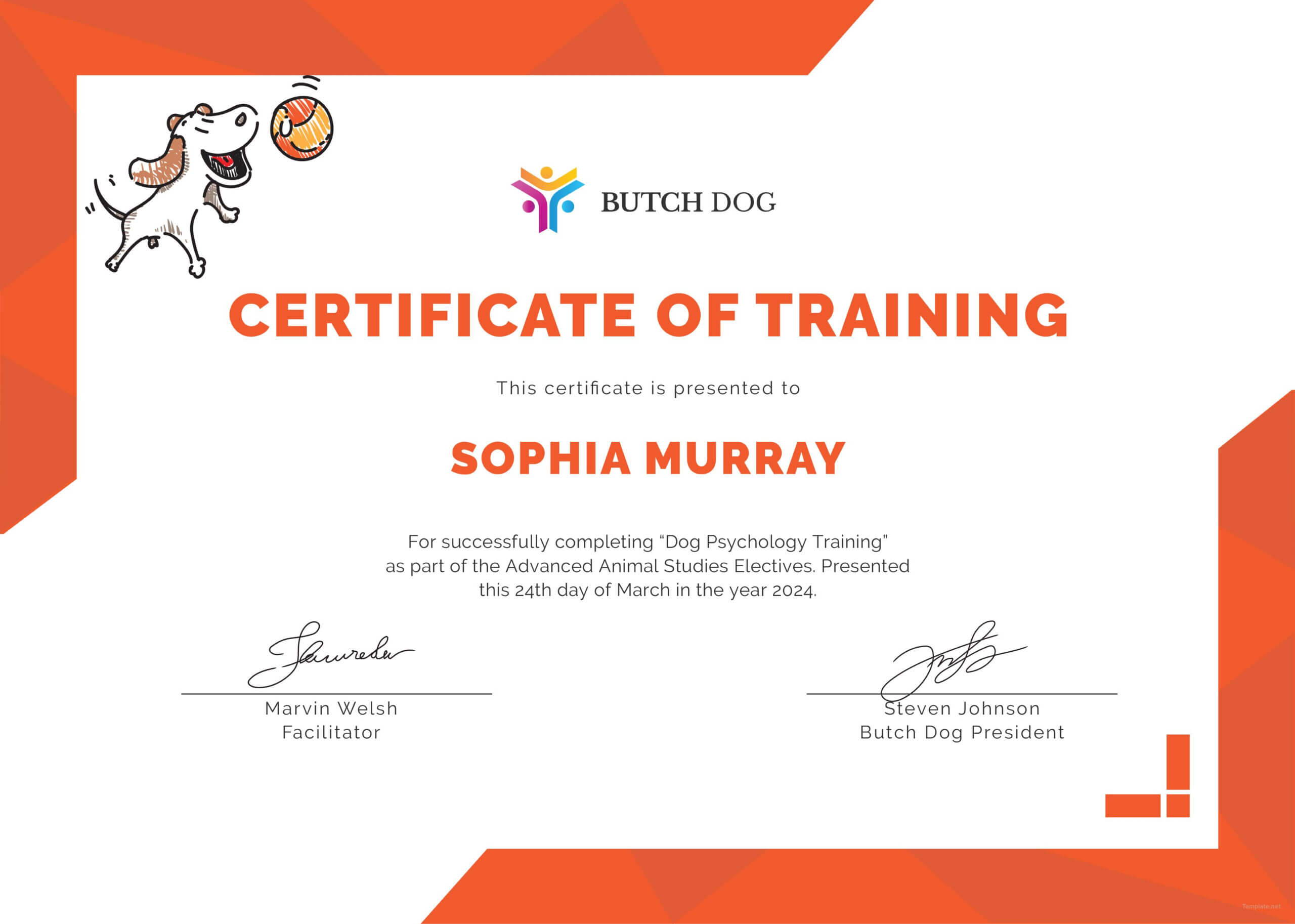 Free Dog Training Certificate | Training Certificate, Dog In Service Dog Certificate Template