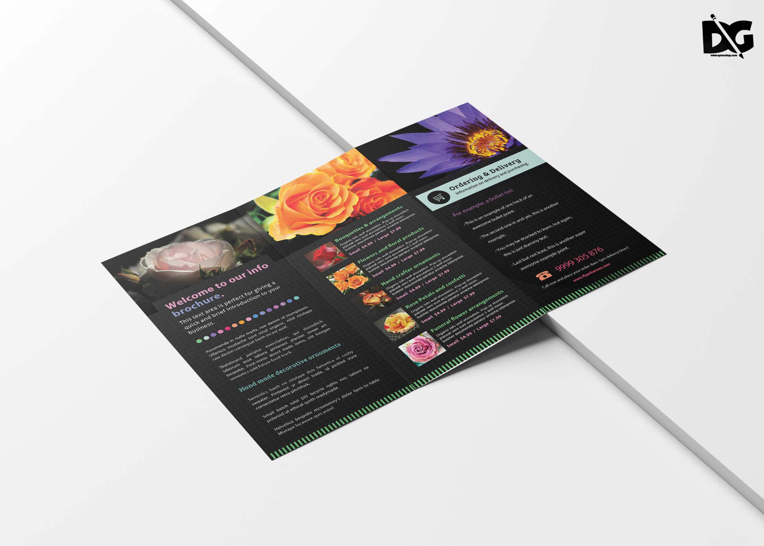 Free Download Psd Flower Shop Brochure Templates | Free Psd Within Pop Up Brochure Template