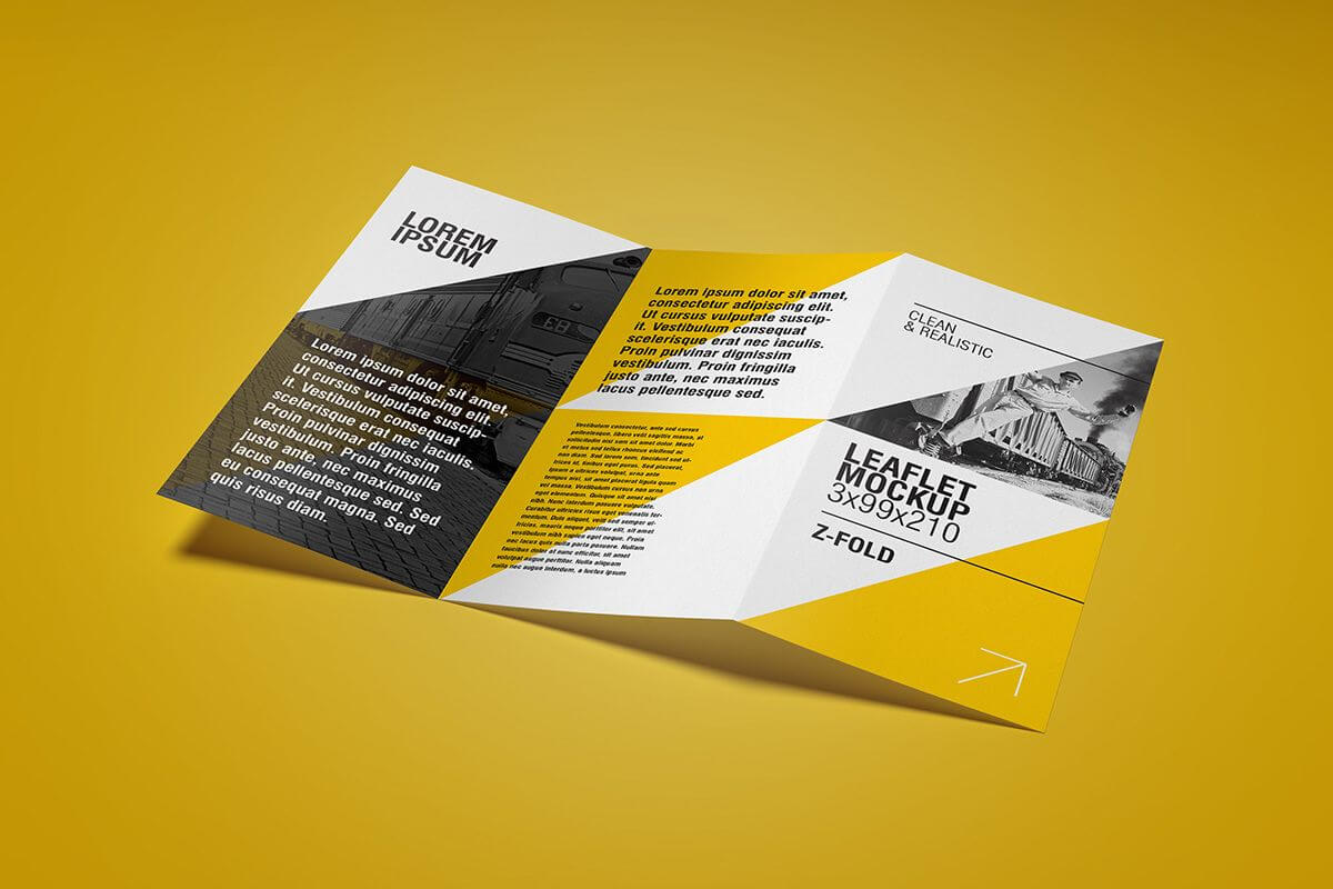 Free Flyer Mockup / Z Fold | Leaflet Design, Business Card With Z Fold Brochure Template Indesign