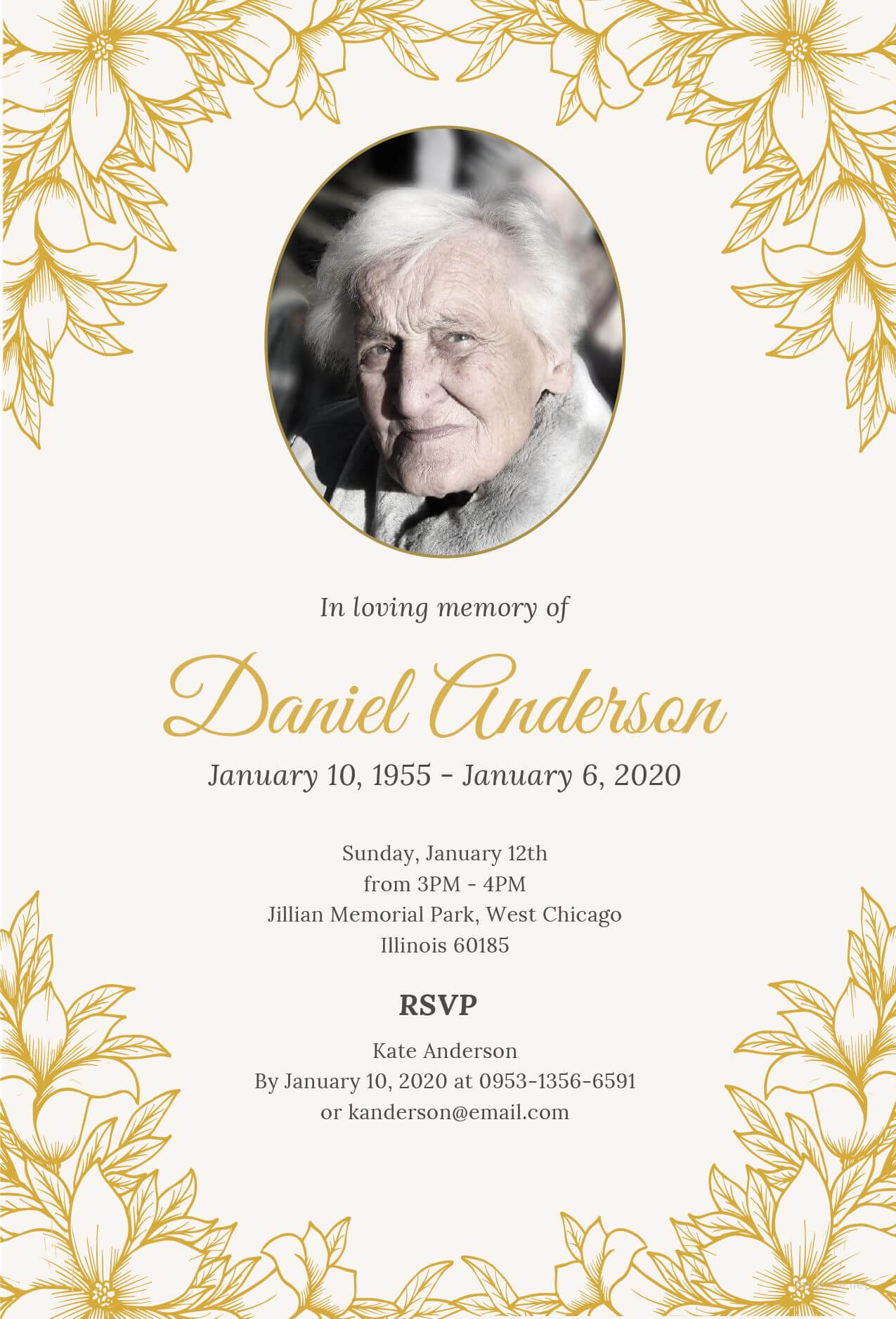Free Funeral Ceremony Invitation | Funeral Invitation Inside Death Anniversary Cards Templates