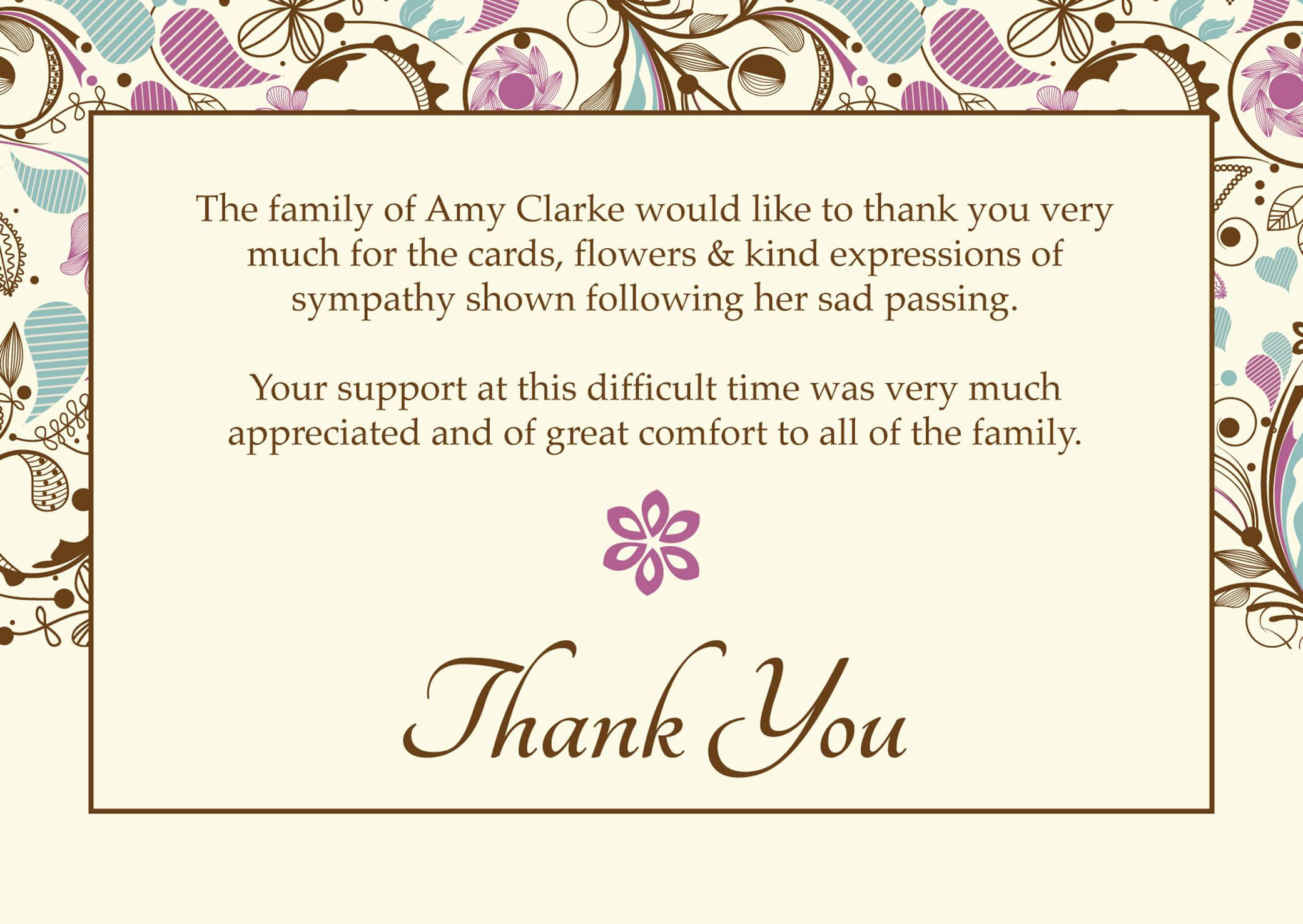 Free Funeral Thank You Cards Templates Ideas | Funeral Thank Regarding Sympathy Thank You Card Template