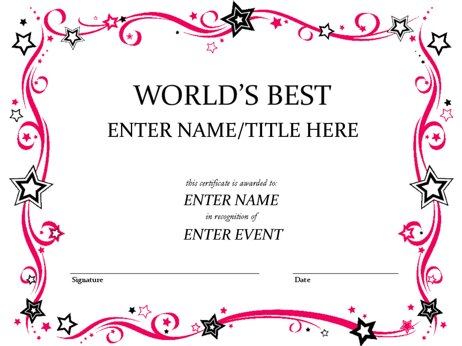 Free Funny Award Certificates Templates | Worlds Best Custom Inside Free Funny Certificate Templates For Word