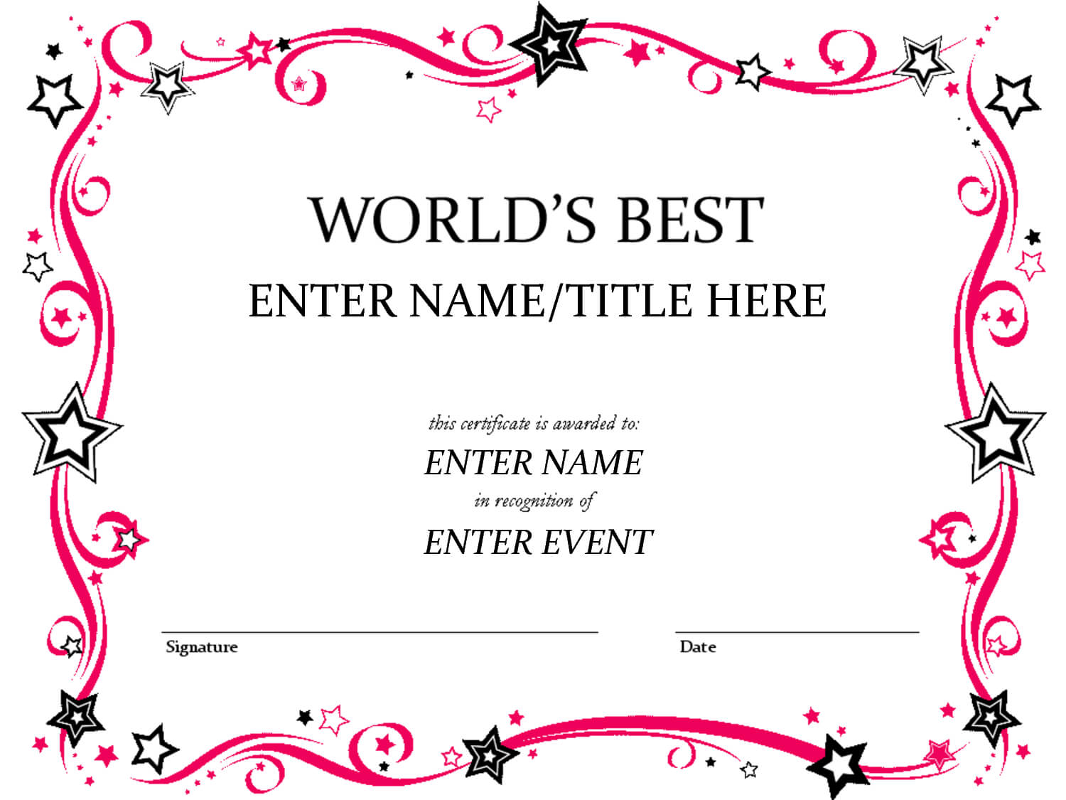 Free Funny Award Certificates Templates | Worlds Best Custom Throughout Free Printable Funny Certificate Templates