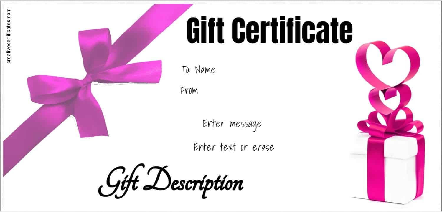 Free Gift Certificate Template | 50+ Designs | Customize Throughout Pink Gift Certificate Template