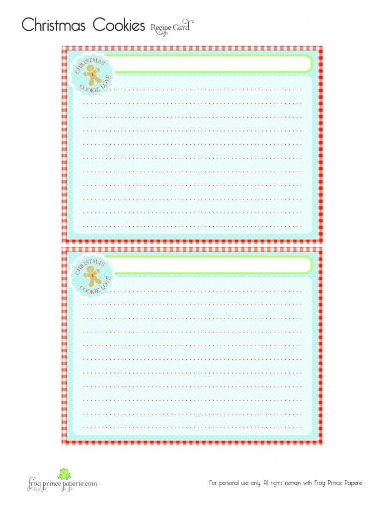 Free} Gingerbread Christmas Cookies Free Printable Recipe With Cookie Exchange Recipe Card Template