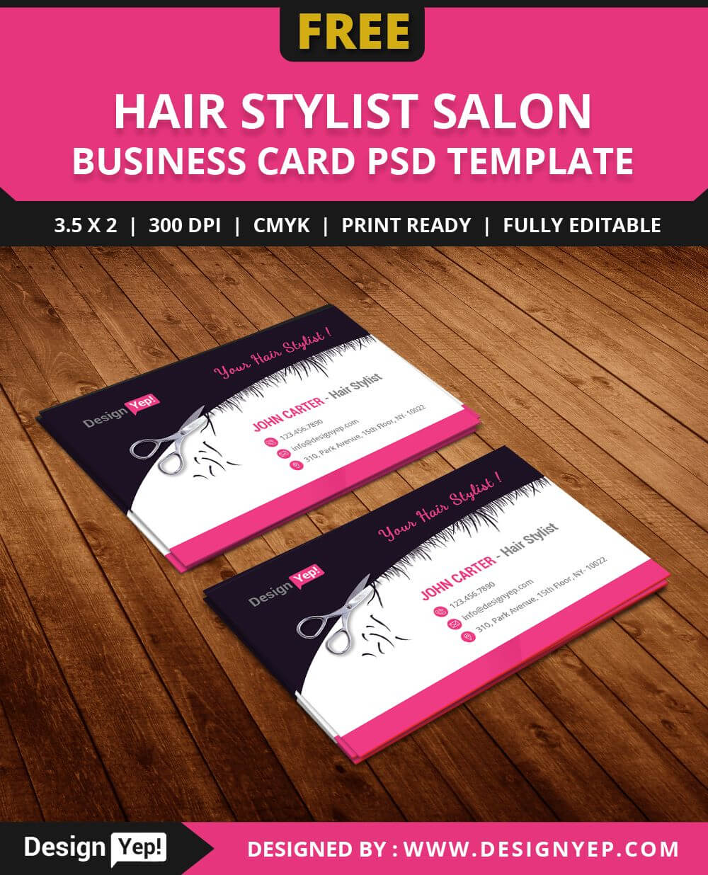 Free Hair Stylist Salon Business Card Template Psd | Salon With Hair Salon Business Card Template