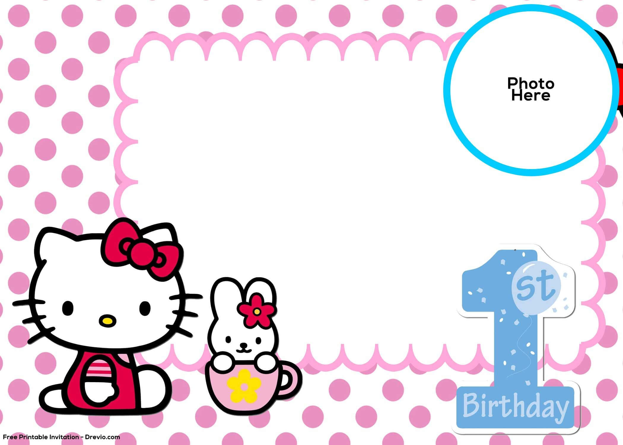 Free Hello Kitty 1St Birthday Invitation Template | Free With Regard To Hello Kitty Birthday Card Template Free
