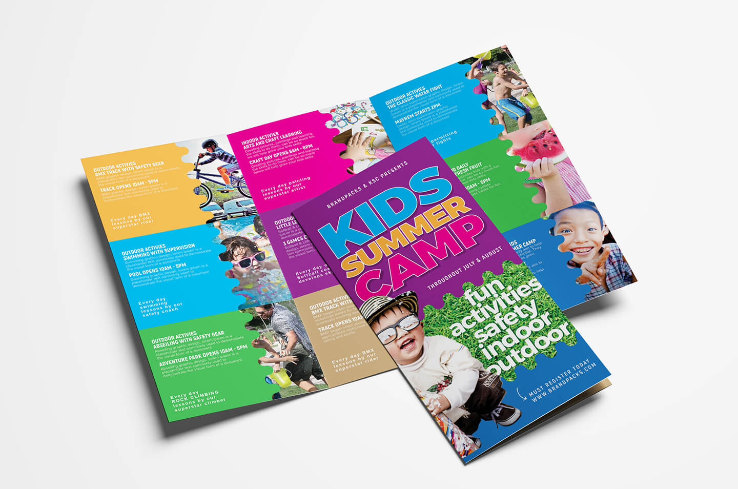 Free Kid's Camp Flyer & Brochure Template In Psd, Ai Throughout Summer Camp Brochure Template Free Download